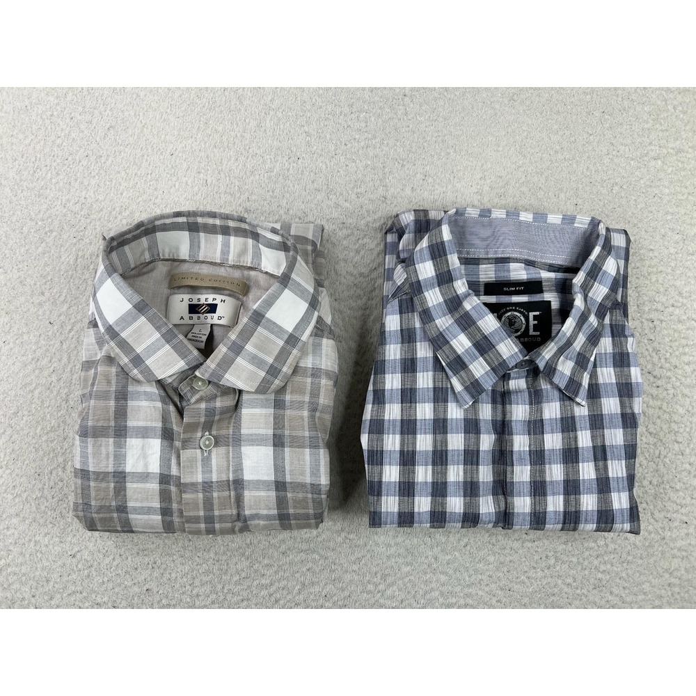 Joseph Abboud Mens Plaid Button Up Shirts Lot of 2 Slim Fit Large Long Sleeve